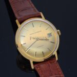 C.1960s Girard Perregaux 34mm "Gyromatic" automatic date in 18KYG with Box