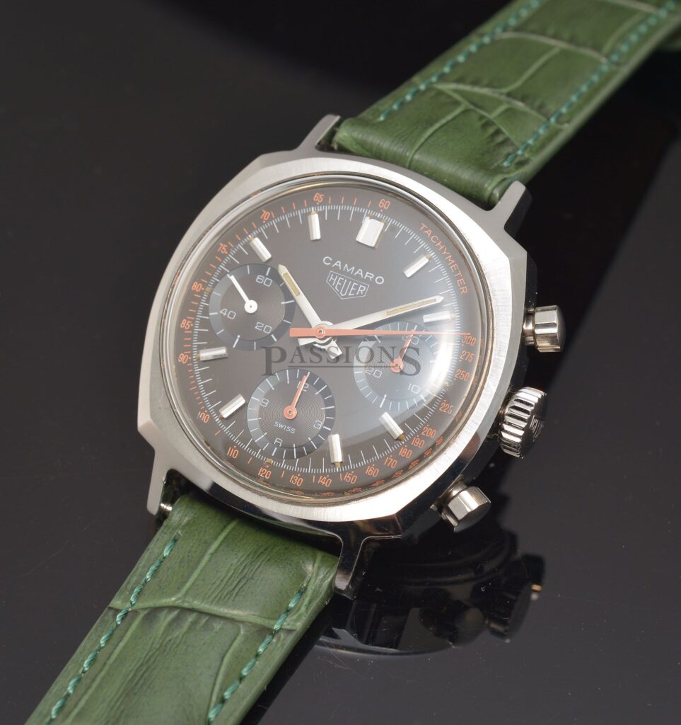 C.1970s vintage Heuer 37mm Camaro 73643 Chronograph with manual winding Valjoux 7736 movt in Steel