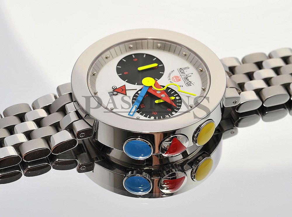NEW old stock, Alain Silberstein 42mm “Rondo Krono” Limited Edition of 500pcs auto date chronograph in polished Steel. F/set